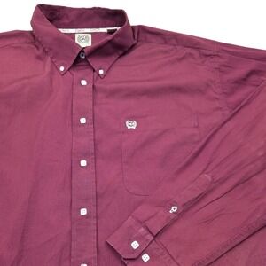 CINCH Mens Burgundy Long Sleeve Button Down Shirt Size XL